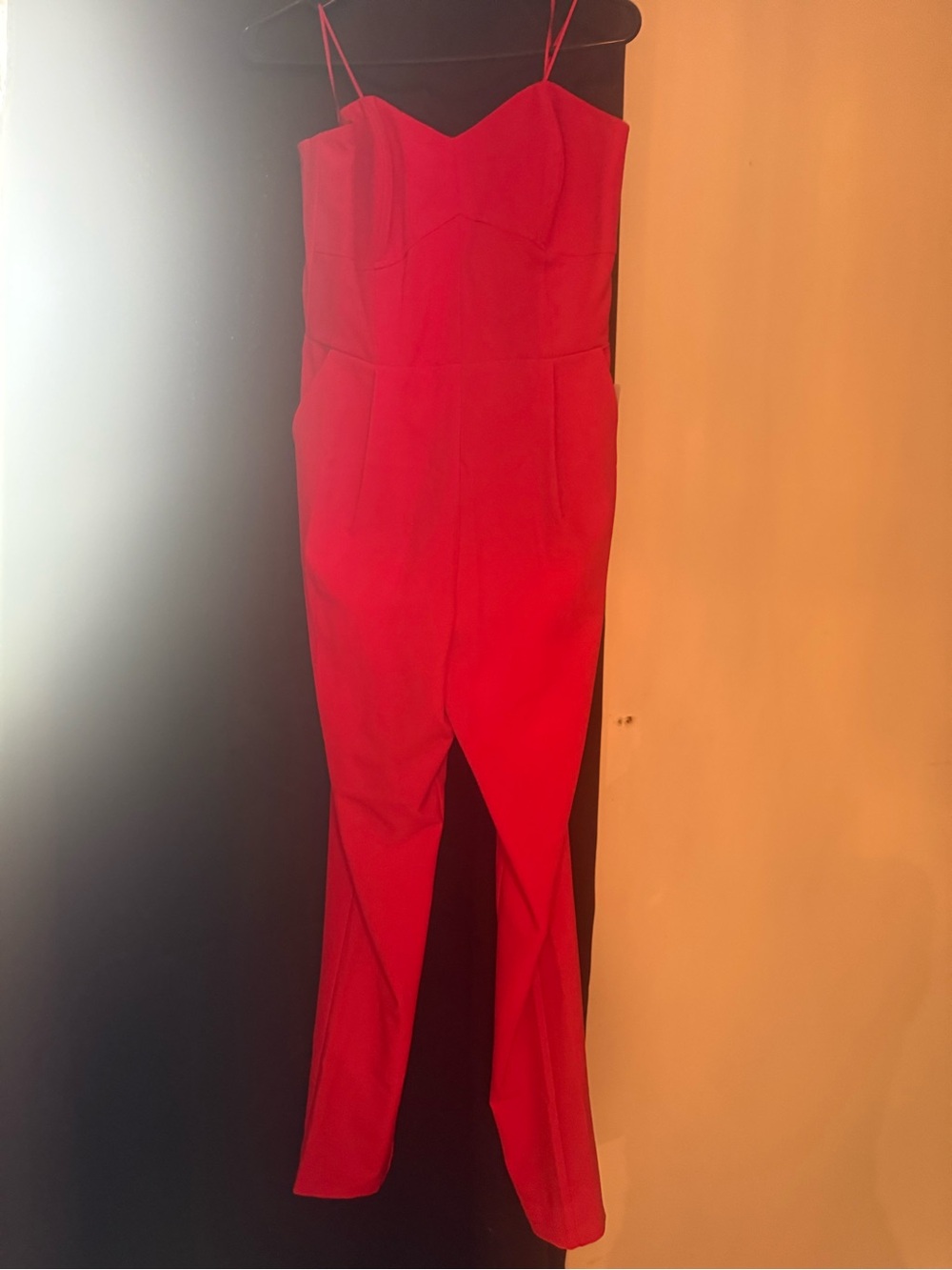 Nordstrom Red Spaghetti-Strap Tailored Jumpsuit